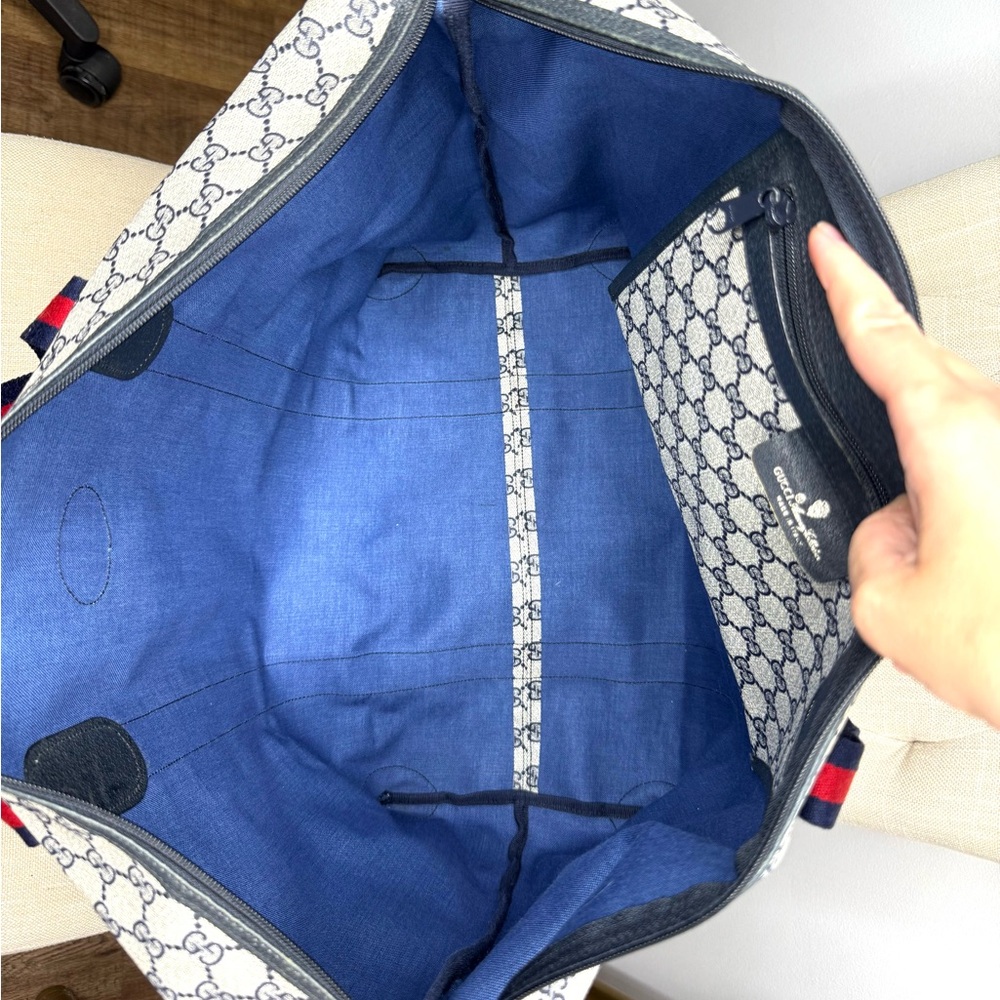 Gucci authentic XL tote bag travel bag weekender grey navy monogram canvas - Picture 13 of 15